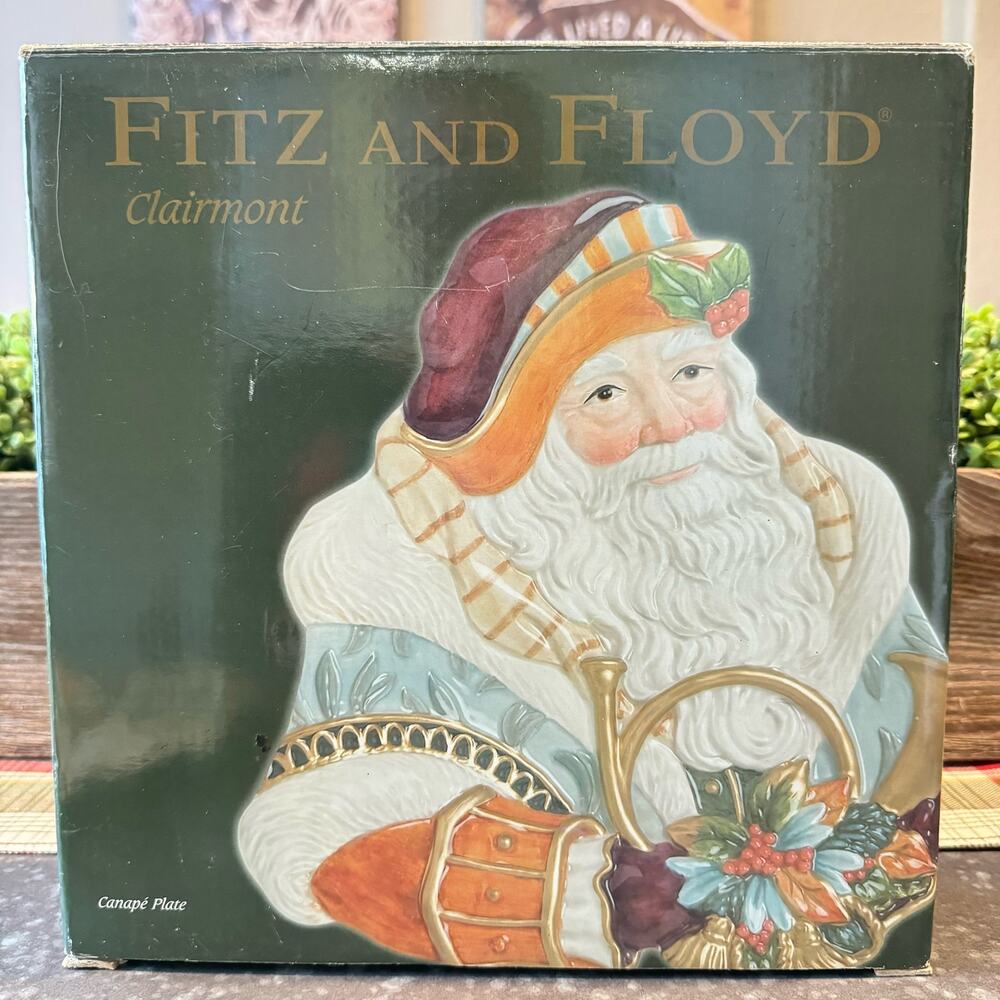 Vtg Fitz and Floyd Classics Old World Santa Canape Plate Christmas Holiday 2006